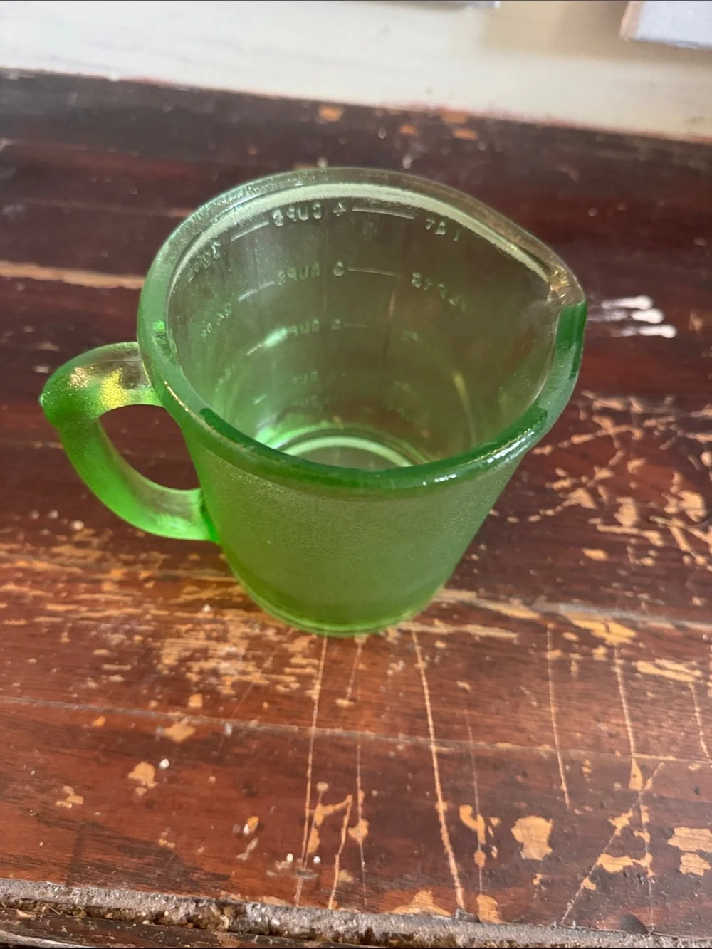 Vintage Green Glass Measuring Cup - 4 Cup Capacity
